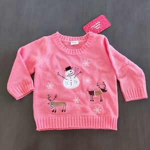 NWT Snowman pink baby pullover Size 3-6M